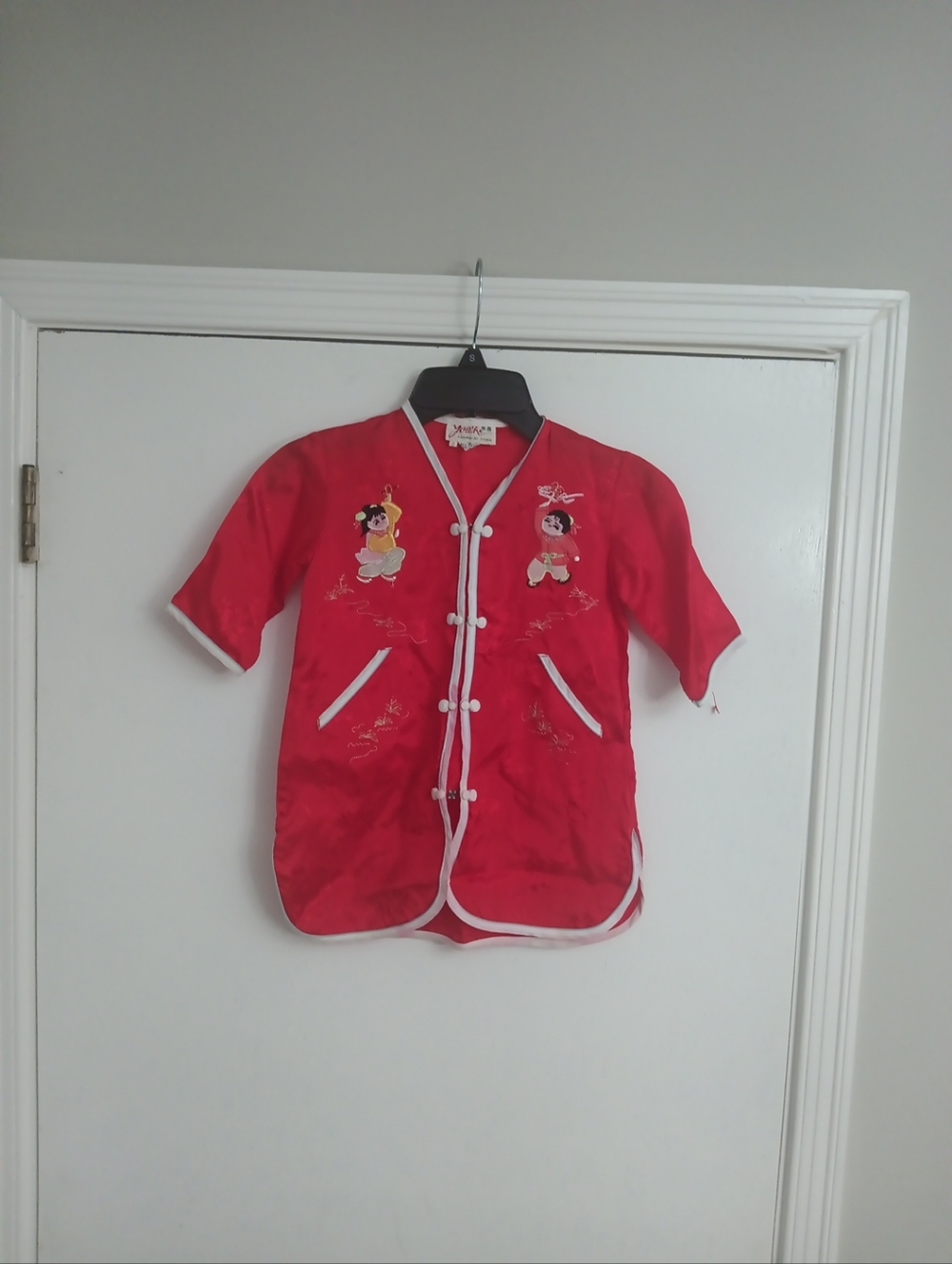 Red Embroidered Vintage Kimono Toddlers Size 2yr Old Button-Up Jacket